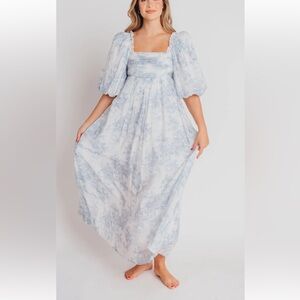 Worth Collective Melody Maxi Dress- Blue Floral - Bump Friendly